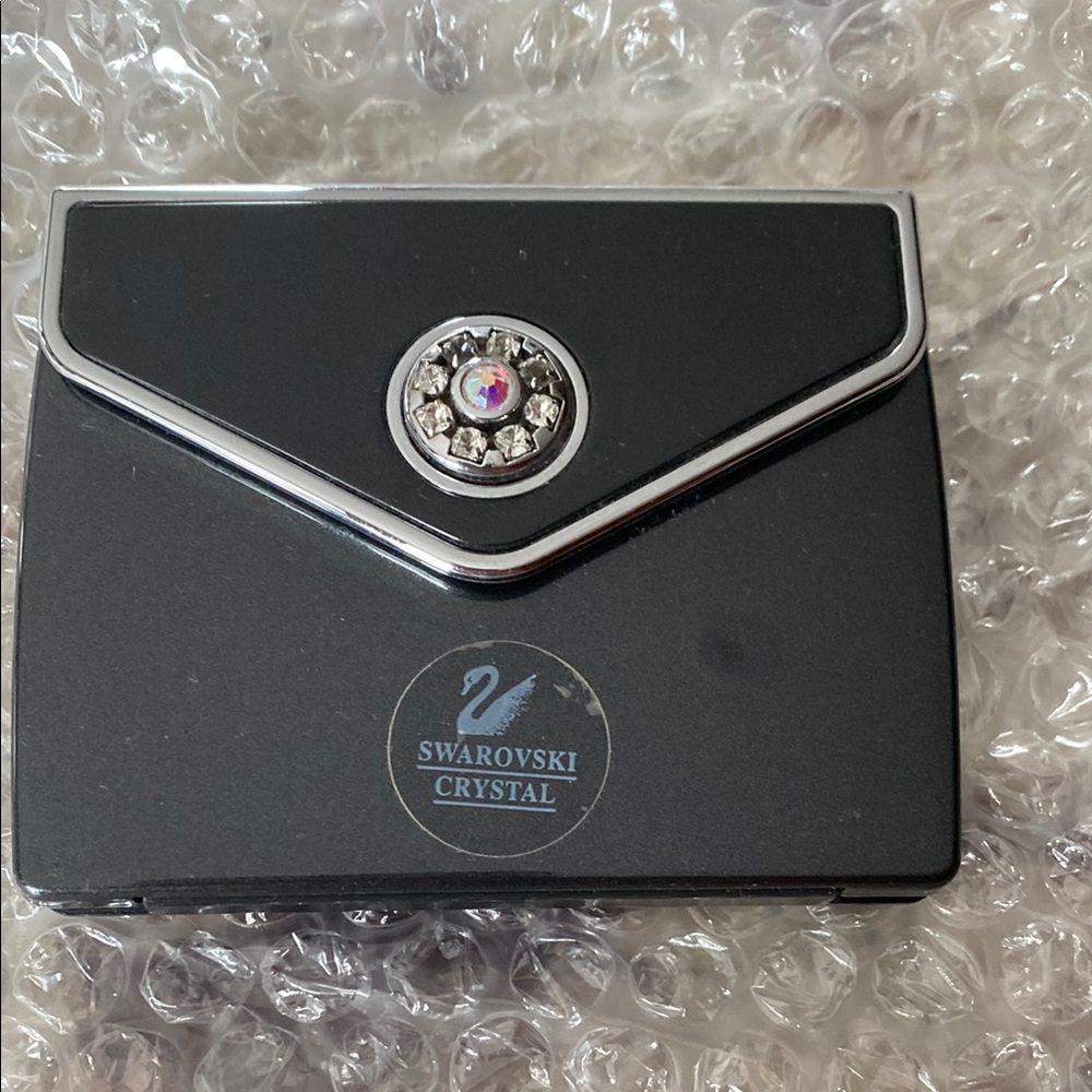 Swarovski Black and Silver Compact Mirror